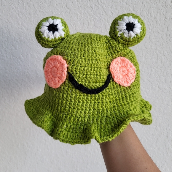Hand Crafted Accessories - FROG Crochet Hat Beautiful handmade crochet hat with new materials, OS Adult